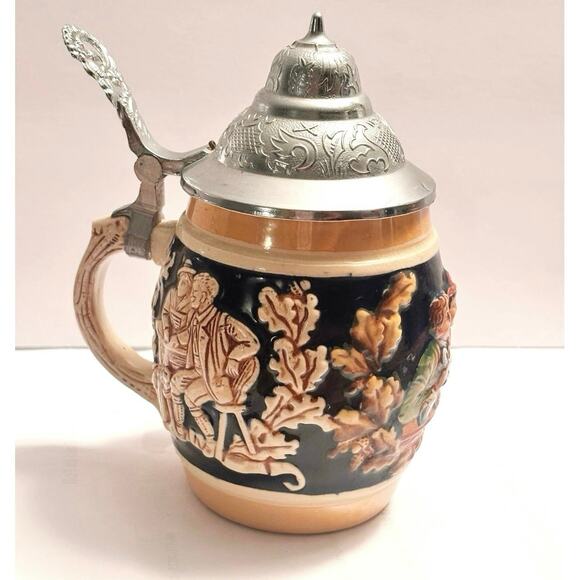 'Berchtesgaden' German Stein with 2" Lid. Hand Painted in Western Germany 5 inch - Picture 5 of 12
